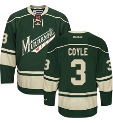Men's Reebok Minnesota Wild #3 Charlie Coyle Authentic Green Third NHL Jersey