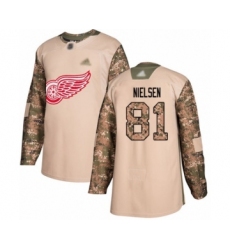 Men's Detroit Red Wings #81 Frans Nielsen Authentic Camo Veterans Day Practice Hockey Jersey