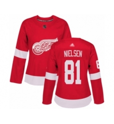 Women's Detroit Red Wings #81 Frans Nielsen Authentic Red Home Hockey Jersey