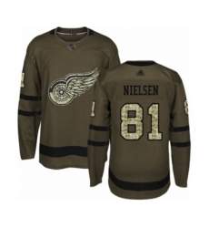 Youth Detroit Red Wings #81 Frans Nielsen Authentic Green Salute to Service Hockey Jersey