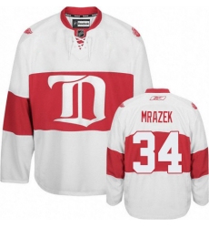 Men's Reebok Detroit Red Wings #34 Petr Mrazek Authentic White Third NHL Jersey