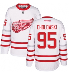 Men's Reebok Detroit Red Wings #95 Dennis Cholowski Authentic White 2017 Centennial Classic NHL Jersey