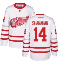 Men's Reebok Detroit Red Wings #14 Brendan Shanahan Premier White 2017 Centennial Classic NHL Jersey