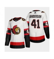 Men's Ottawa Senators #41 Craig Anderson White 2020-21 Authentic Player Away Stitched Hockey Jersey