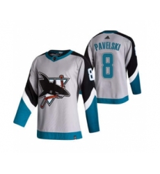 Men's San Jose Sharks #8 Joe Pavelski Grey 2020-21 Reverse Retro Alternate Hockey Jersey