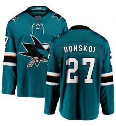 Youth San Jose Sharks #27 Joonas Donskoi Fanatics Branded Teal Green Home Breakaway NHL Jersey