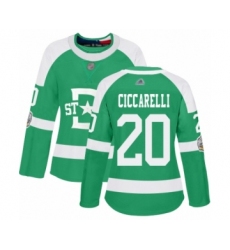 Women's Dallas Stars #20 Dino Ciccarelli Authentic Green 2020 Winter Classic Hockey Jersey