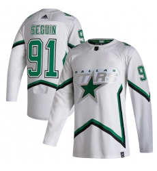 Men's Dallas Stars #91 Tyler Seguin adidas White 2020-21 Reverse Retro Authentic Player Jersey