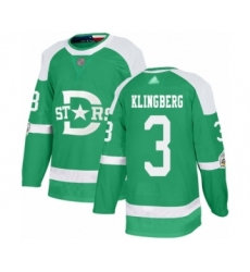 Youth Dallas Stars #3 John Klingberg Authentic Green 2020 Winter Classic Hockey Jersey