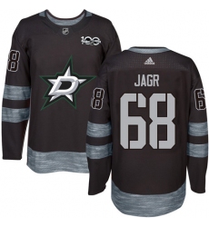 Men's Adidas Dallas Stars #68 Jaromir Jagr Authentic Black 1917-2017 100th Anniversary NHL Jersey
