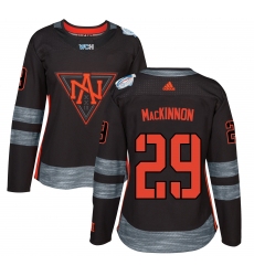 Women's Adidas Team North America #29 Nathan MacKinnon Authentic Black Away 2016 World Cup of Hockey Jersey