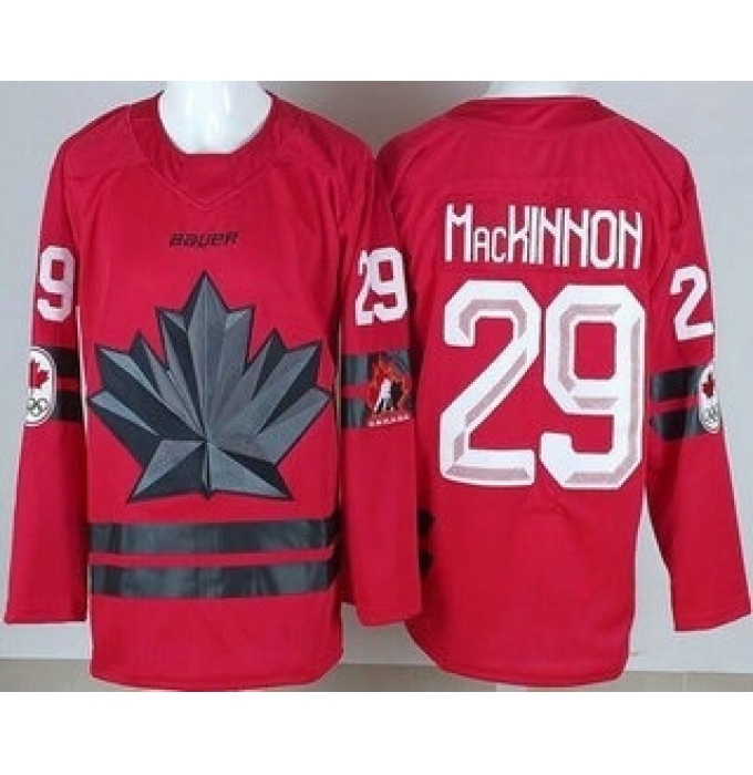 Youth Canada #29 Nathan MacKinnon Red 2026 Olympics Authentic Jersey