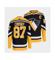 Men's Pittsburgh Penguins #87 Sidney Crosby Black 2022-23 Reverse Retro Stitched Jersey