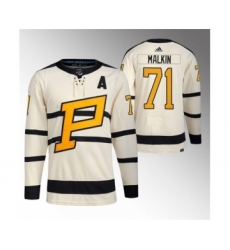 Men's Pittsburgh Penguins #71 Evgeni Malkin Cream 2023 Winter Classic Stitched Jersey