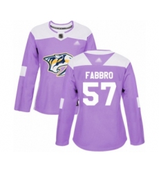 Women's Nashville Predators #57 Dante Fabbro Authentic Purple Fights Cancer Practice Hockey Jersey