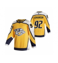 Men's Nashville Predators #92 Ryan Johansen Yellow 2020-21 Reverse Retro Alternate Hockey Jersey