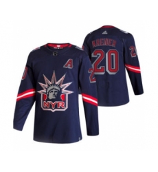 Men's New York Rangers #20 Chris Kreider Navy 2020-21 Reverse Retro Alternate Hockey Jersey