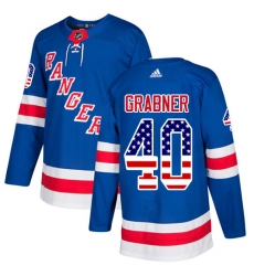 Men's Adidas New York Rangers #40 Michael Grabner Authentic Royal Blue USA Flag Fashion NHL Jersey