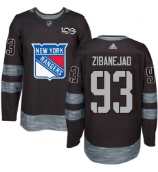 Men's Adidas New York Rangers #93 Mika Zibanejad Premier Black 1917-2017 100th Anniversary NHL Jersey