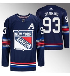 Men's New York Rangers #93 Mika Zibanejad Navy Stitched Jersey