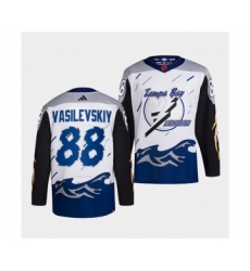 Men's Tampa Bay Lightning #88 Andrei Vasilevskiy White 2022 Reverse Retro Stitched Jersey