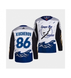 Men's Tampa Bay Lightning #86 Nikita Kucherov White 2022 Reverse Retro Stitched Jersey