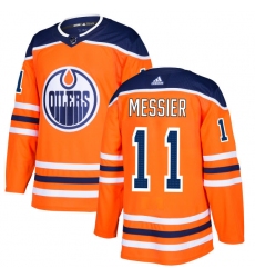 Men's Adidas Edmonton Oilers #11 Mark Messier Premier Orange Home NHL Jersey
