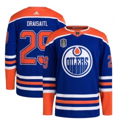 Men's Edmonton Oilers #29 Leon Draisaitl Royal 2024 Stanley Cup Final Stitched Jersey