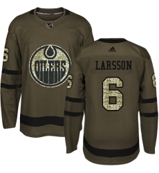Men's Adidas Edmonton Oilers #6 Adam Larsson Authentic Green Salute to Service NHL Jersey