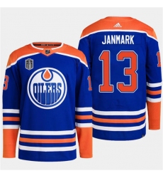 Men's Edmonton Oilers #13 Mattias Janmark Royal 2024 Stanley Cup Final Stitched Jersey