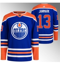 Men's Edmonton Oilers #13 Mattias Janmark Royal Stitched Jersey