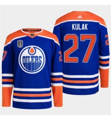 Men's Edmonton Oilers #27 Brett Kulak Royal 2024 Stanley Cup Final Stitched Jersey