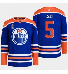 Men's Edmonton Oilers #5 Cody Ceci Royal 2024 Stanley Cup Final Stitched Jersey