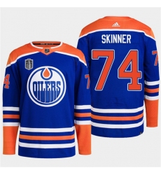 Men's Edmonton Oilers #74 Stuart Skinner Royal 2024 Stanley Cup Final Stitched Jersey