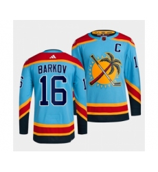 Men's Florida Panthers #16 Aleksander Barkov Blue 2022 Reverse Retro Stitched Jersey