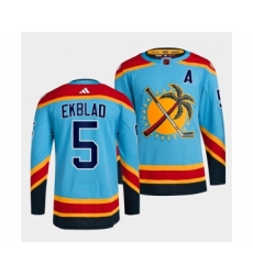 Men's Florida Panthers #5 Aaron Ekblad Blue 2022 Reverse Retro Stitched Jersey