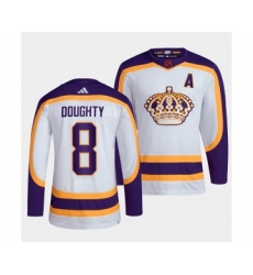 Men's Los Angeles Kings #8 Drew Doughty White 2022 Reverse Retro Stitched Jersey