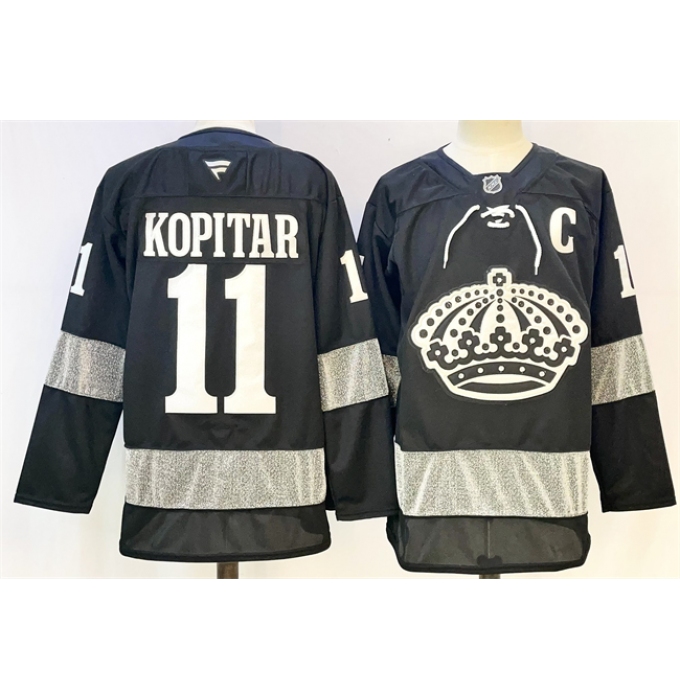 Men's Los Angeles Kings #11 Anze Kopitar Black With C Alternate Stitched Hockey Jersey