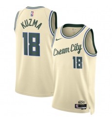 Men's Milwaukee Bucks #18 Kyle Kuzma Cream 2025-26 City Edition Swingman Stitched Basketball Jersey