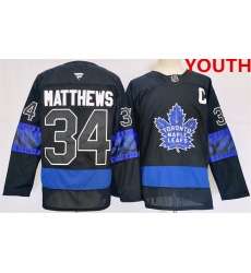 Youth Toronto Maple Leafs #34 Auston Matthews Black 2024-25 Stitched Jersey