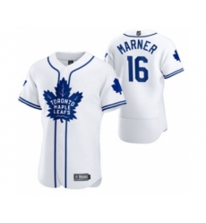 Men's Toronto Maple Leafs #16 Mitchell Marner 2020 Hockey x Baseball Crossover Edition Jersey White