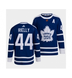 Men's Toronto Maple Leafs Black #44 Morgan Rielly Blue 2022 Reverse Retro Stitched Jersey