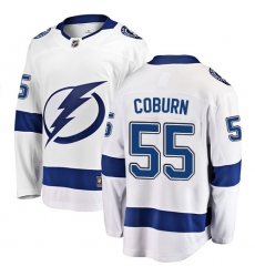 Youth Tampa Bay Lightning #55 Braydon Coburn Fanatics Branded White Away Breakaway NHL Jersey