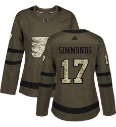 Women's Adidas Philadelphia Flyers #17 Wayne Simmonds Authentic Green Salute to Service NHL Jersey