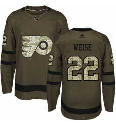 Youth Adidas Philadelphia Flyers #22 Dale Weise Premier Green Salute to Service NHL Jersey