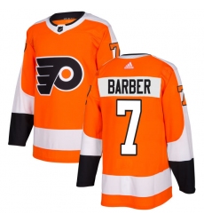 Men's Adidas Philadelphia Flyers #7 Bill Barber Authentic Orange Home NHL Jersey