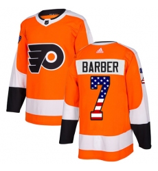 Men's Adidas Philadelphia Flyers #7 Bill Barber Authentic Orange USA Flag Fashion NHL Jersey