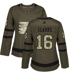 Women's Adidas Philadelphia Flyers #16 Bobby Clarke Authentic Green Salute to Service NHL Jersey