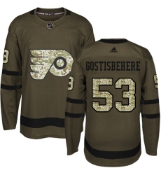 Youth Adidas Philadelphia Flyers #53 Shayne Gostisbehere Authentic Green Salute to Service NHL Jersey