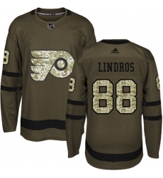 Men's Adidas Philadelphia Flyers #88 Eric Lindros Premier Green Salute to Service NHL Jersey